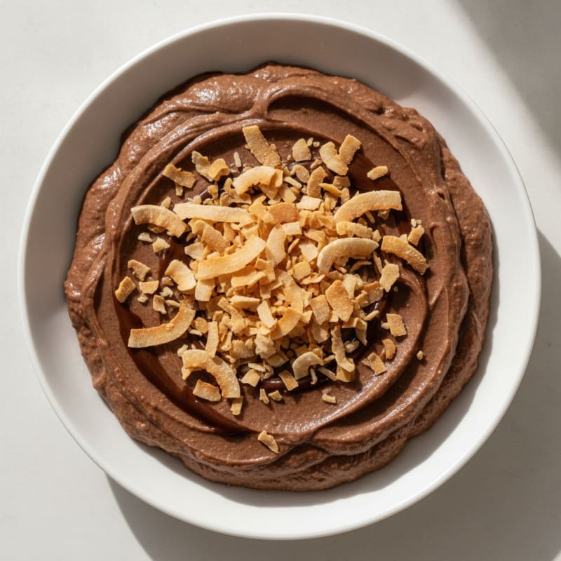 Silky Chocolate Protein Pudding with Toasted Coconut