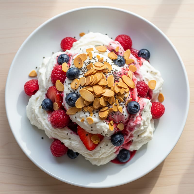 Greek Yogurt Protein Mousse with Mixed Berries