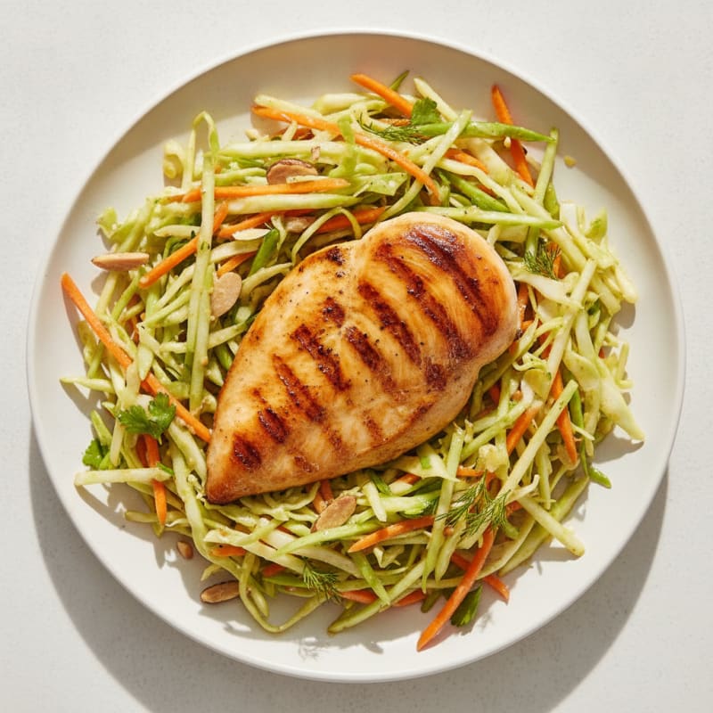 Grilled Chicken Breast with Crunchy Cabbage Slaw