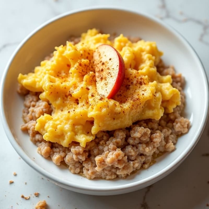 Protein-Packed Creamy Scrambled Eggs with Cinnamon Apple Oatmeal