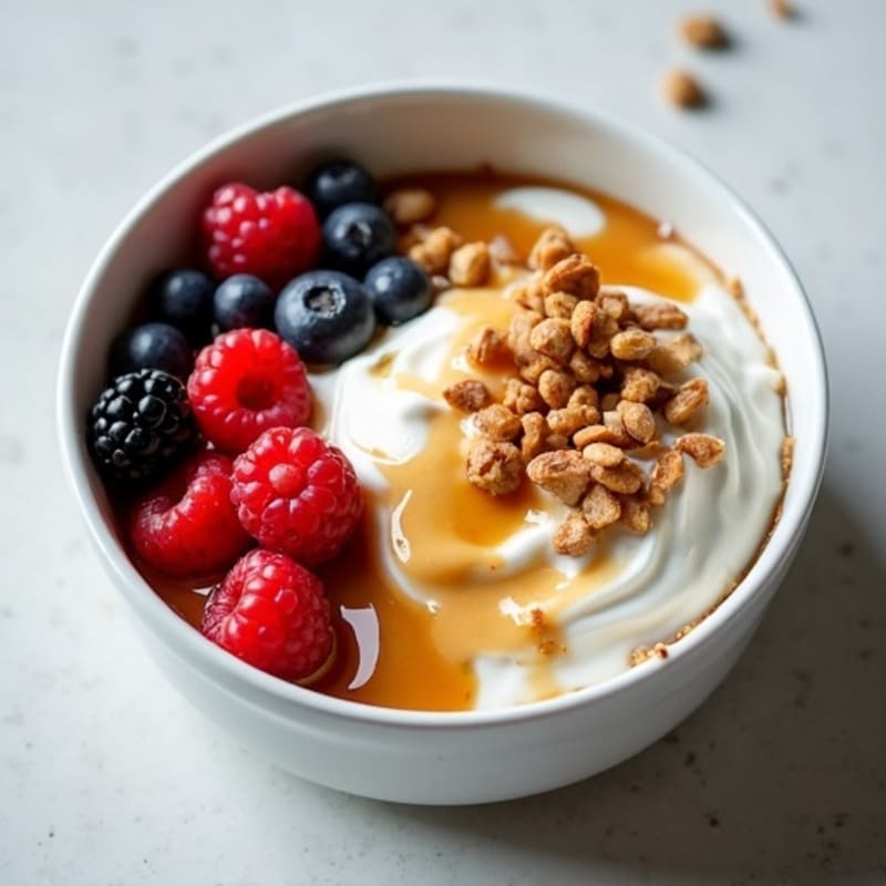 Creamy Greek Yogurt with Almond Butter and Mixed Berries
