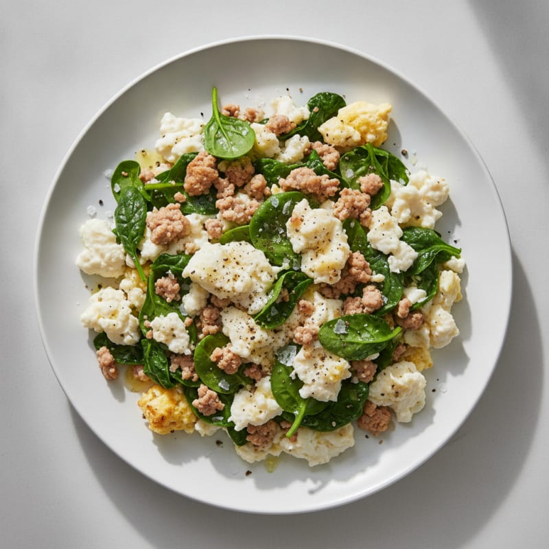 Egg White and Turkey Scramble with Spinach