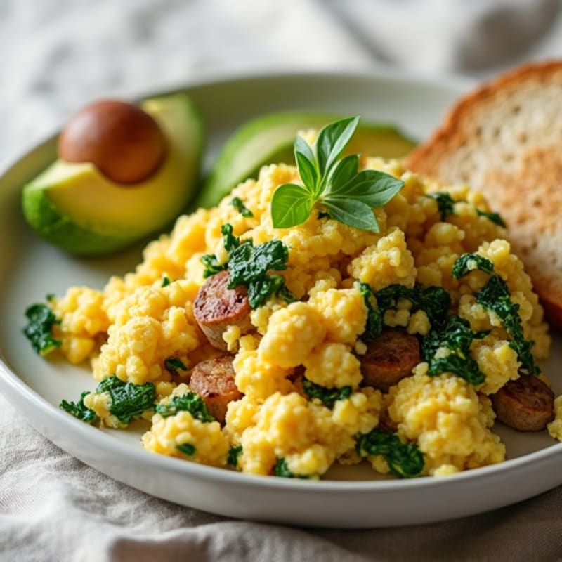 Egg White Scramble with Spinach and Turkey Sausage