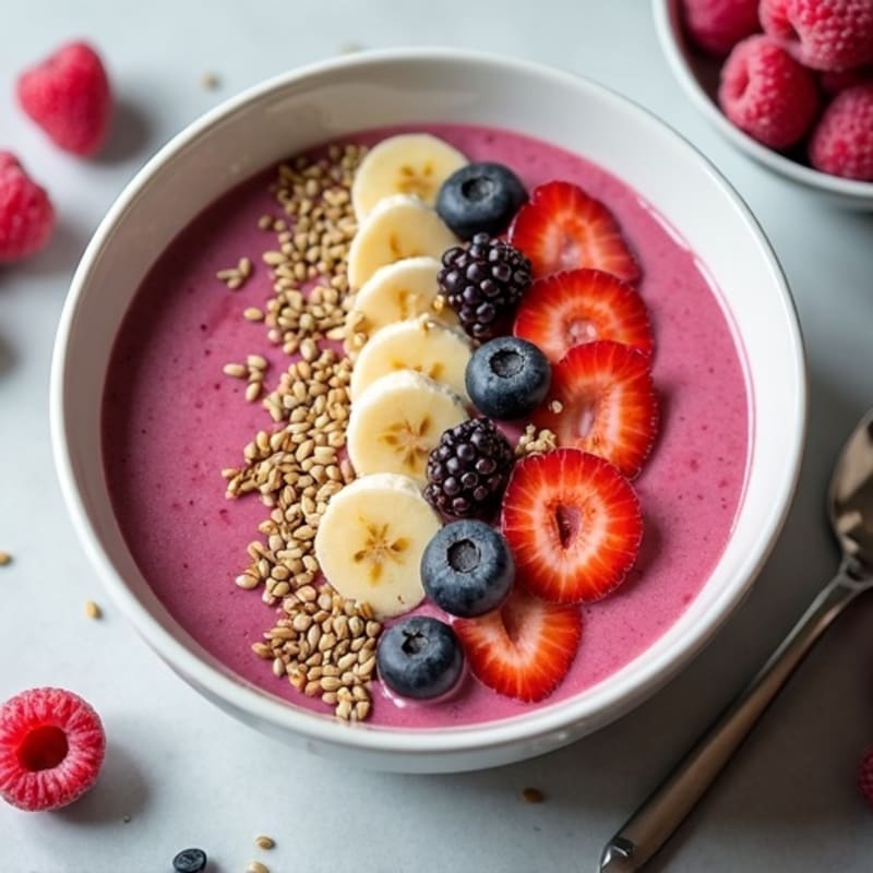 Silky Tofu Protein Smoothie Bowl with Hemp Seeds and Almond Butter