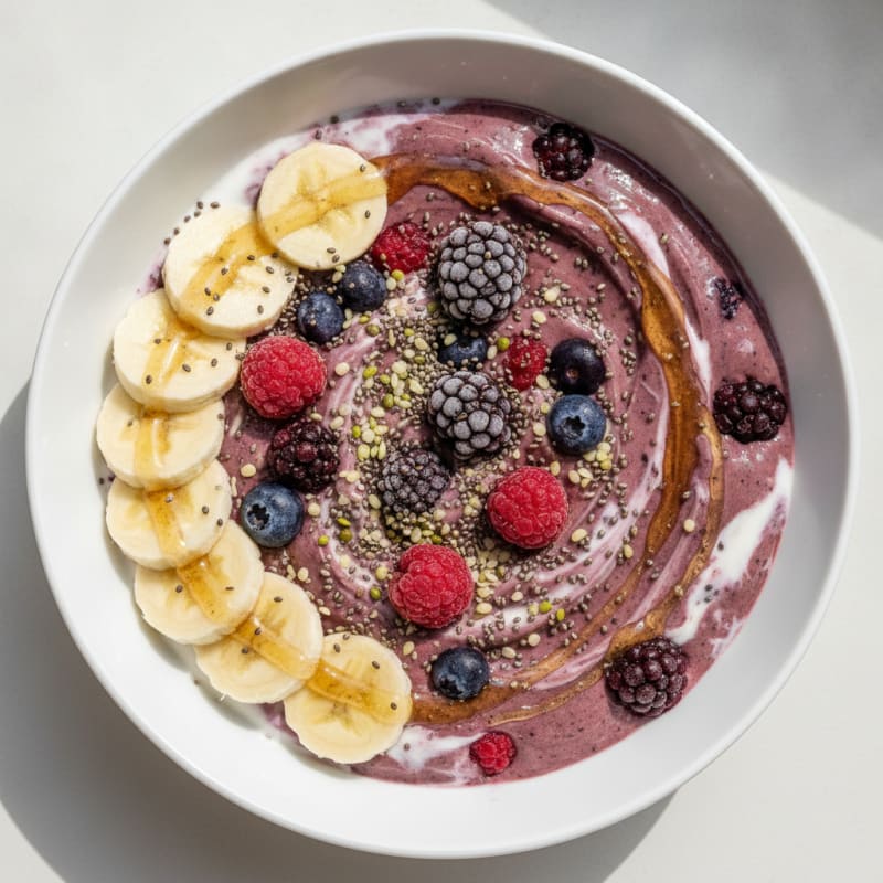 Berry Protein Smoothie with Greek Yogurt and Chia Seeds