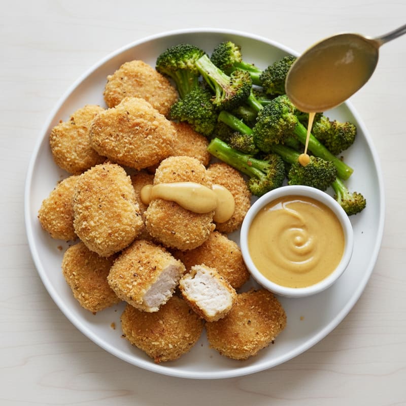 Baked Almond-Crusted Chicken Nuggets with Honey Mustard