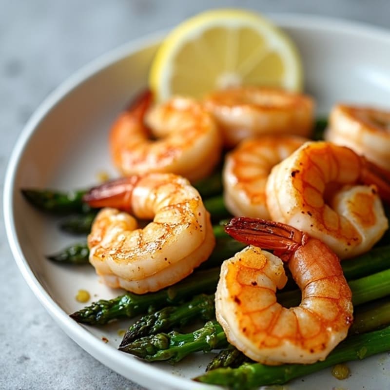 Pan-Seared Garlic Butter Shrimp with Roasted Asparagus