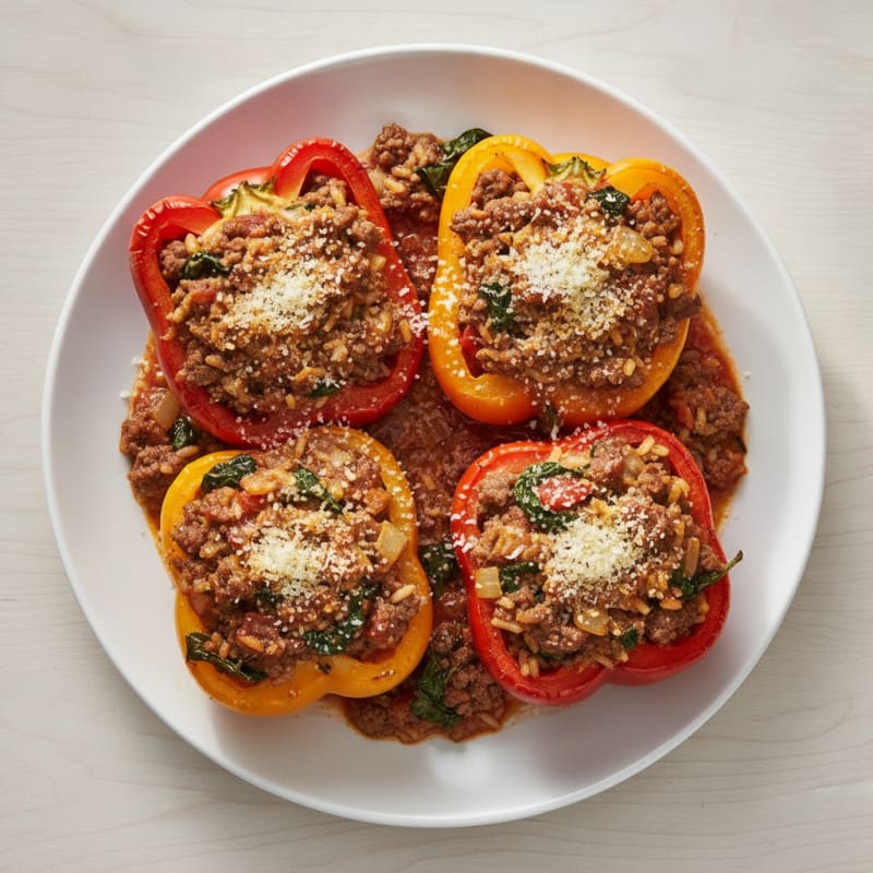 Beef and Rice Stuffed Bell Peppers