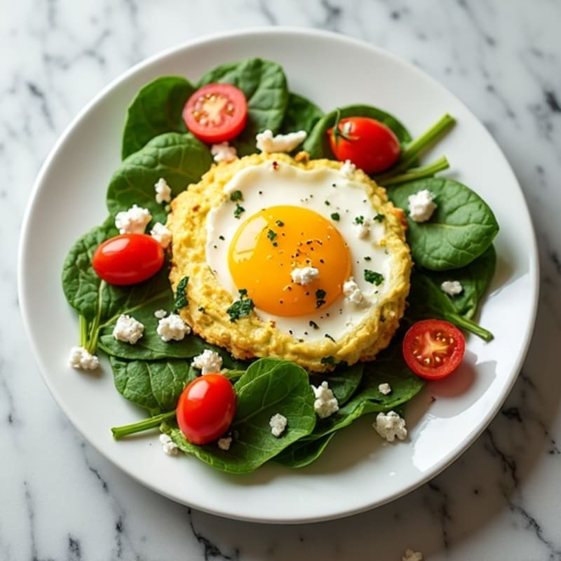 Egg White Spinach Scramble with Cherry Tomatoes
