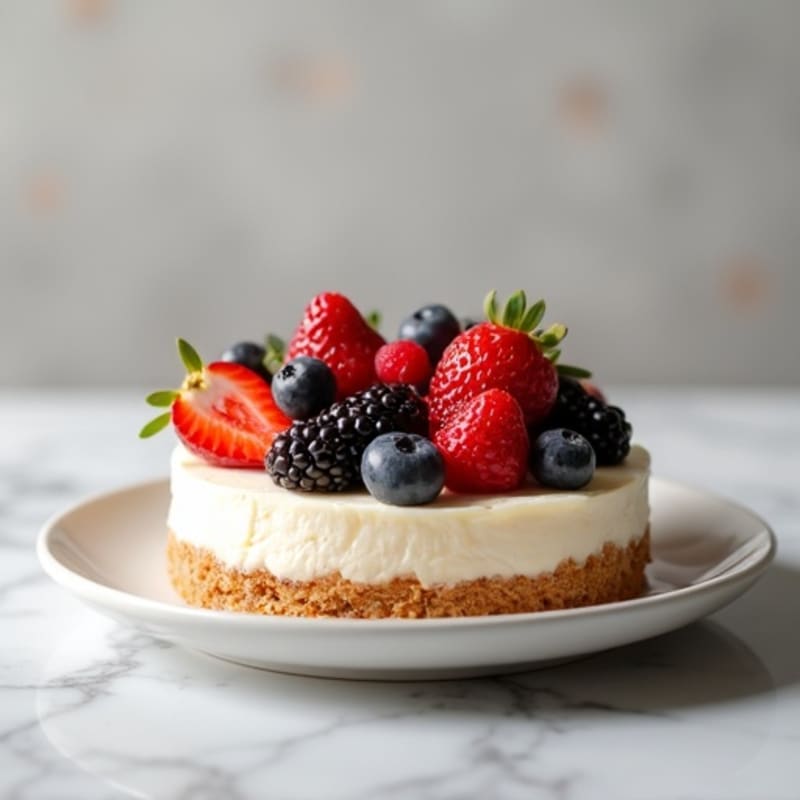 Creamy Greek Yogurt Protein Cheesecake with Mixed Berries