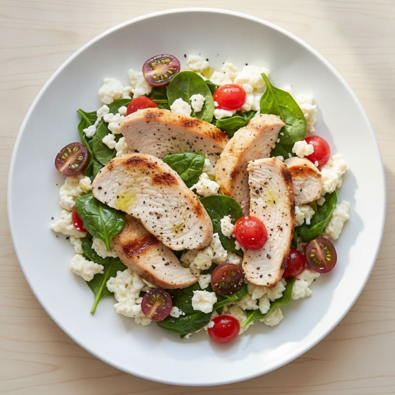 Egg White Spinach Scramble with Grilled Turkey Breast