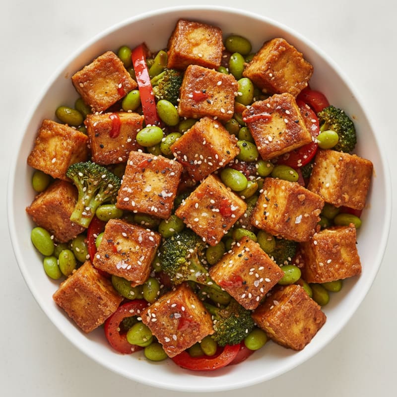 Sesame Tofu Stir-Fry with Mixed Vegetables