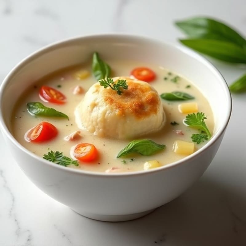 Creamy Chicken and Vegetable Dumpling Soup