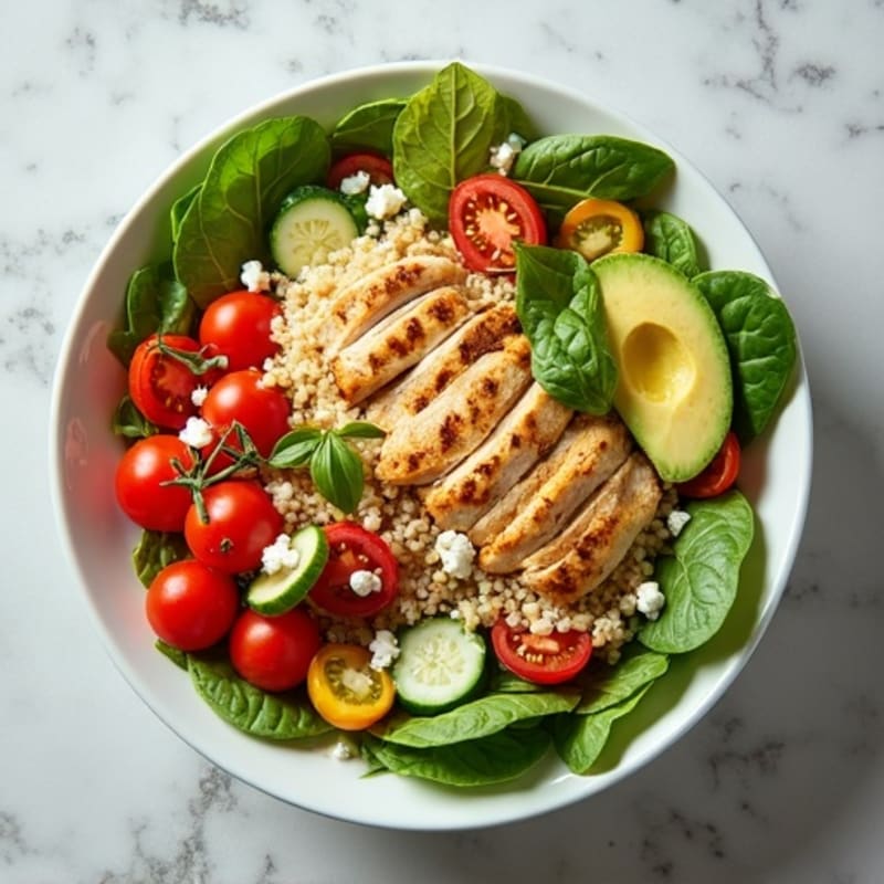 Grilled Chicken and Quinoa Salad with Crunchy Vegetables