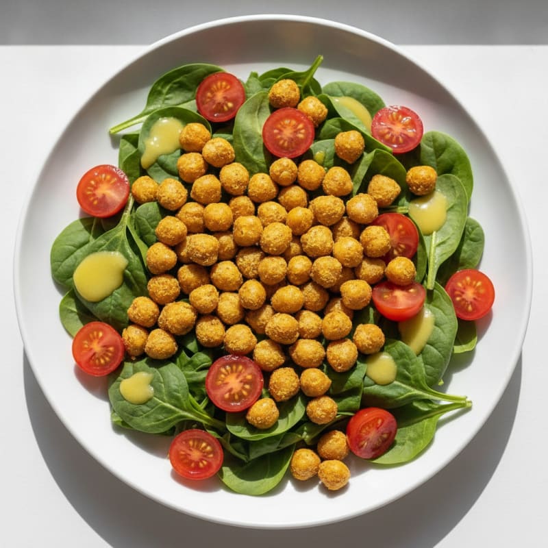 Crispy Chickpea Salad with Cherry Tomatoes and Lemon Vinaigrette