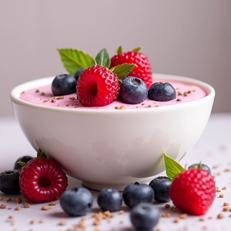 Greek Yogurt Protein Mousse with Mixed Berries