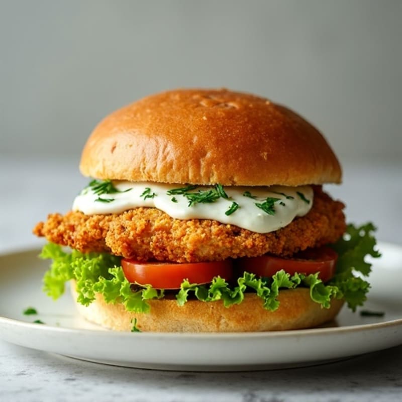 Crispy Baked Chicken Sandwich with Herb Aioli