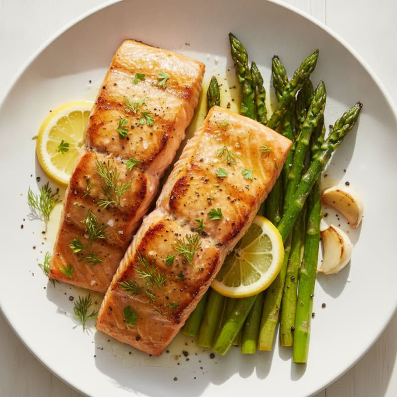 Lemon Herb Grilled Salmon with Asparagus