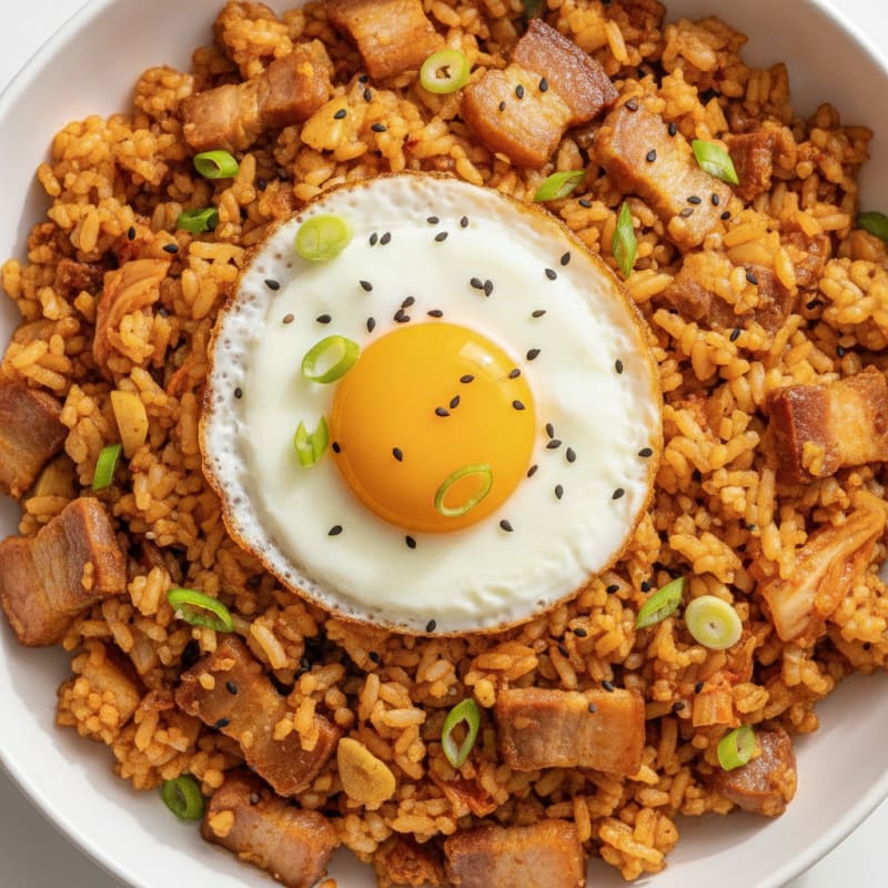 Kimchi Fried Rice with Pork Belly