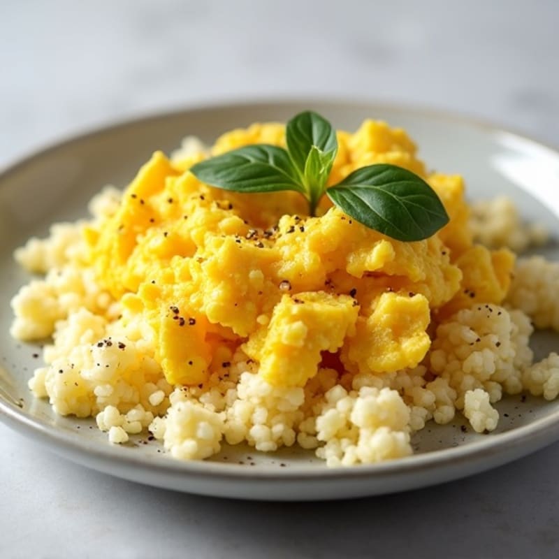 Fluffy Scrambled Eggs with Savory Cauliflower Rice