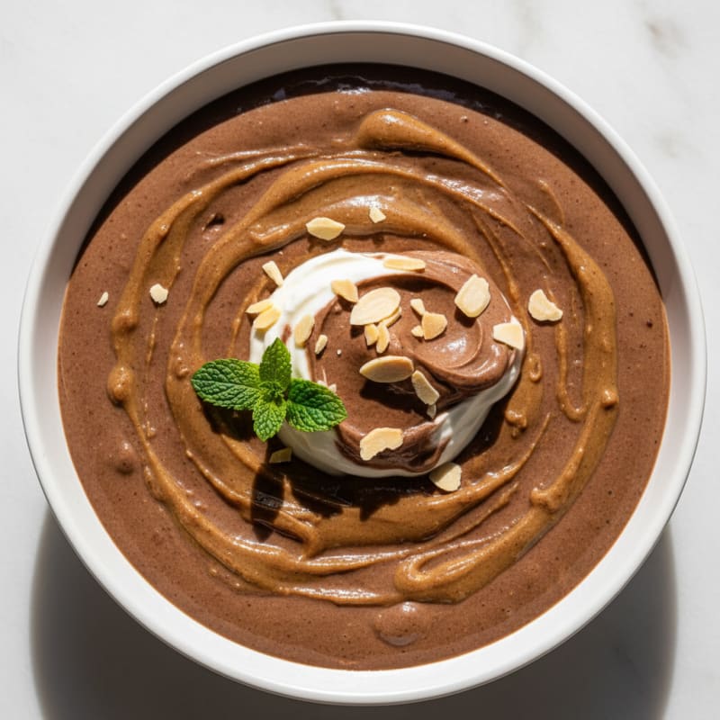 Silky Chocolate Protein Pudding with Almond Butter Swirl
