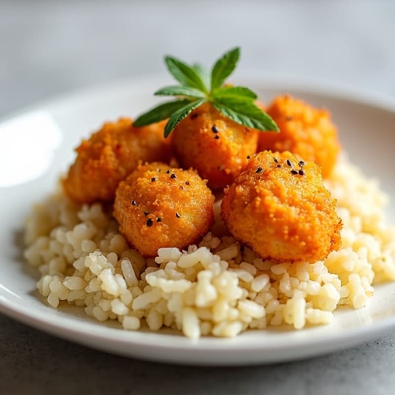 Crispy Air Fryer Orange Chicken with Cauliflower Rice