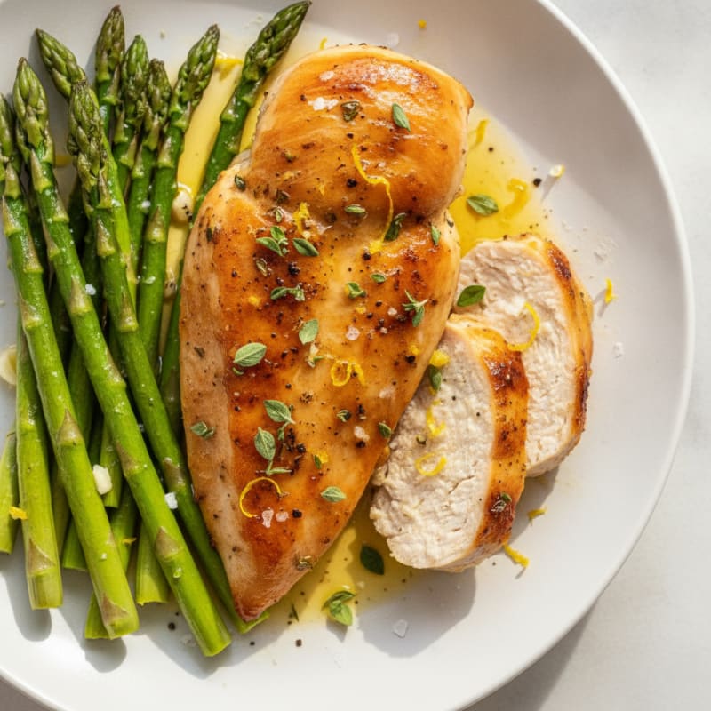 Lemon Herb Roasted Chicken with Asparagus