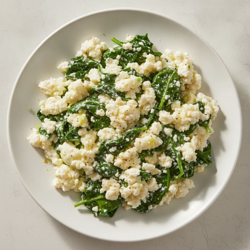 Egg White Spinach Scramble with Cottage Cheese
