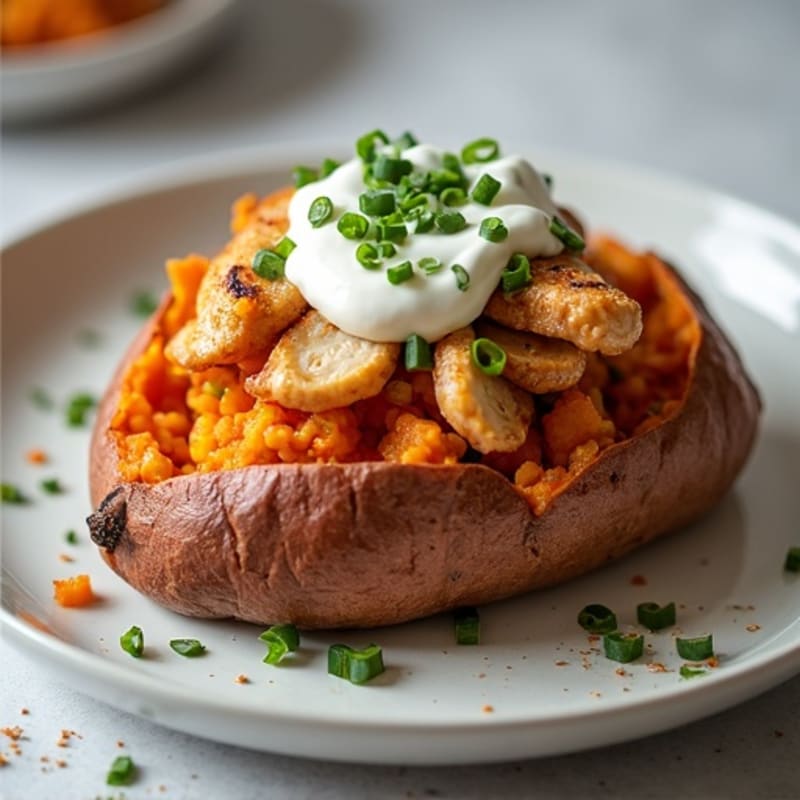 Crispy-Skin Loaded Sweet Potato with Greek Yogurt