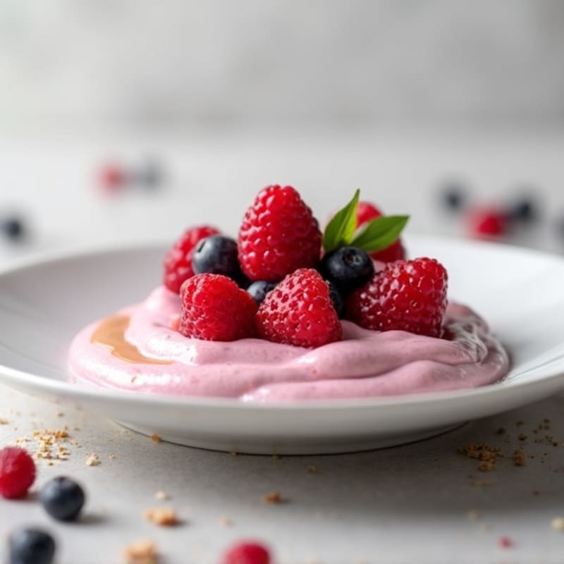Silky Greek Yogurt Mousse with Mixed Berries and Protein Powder