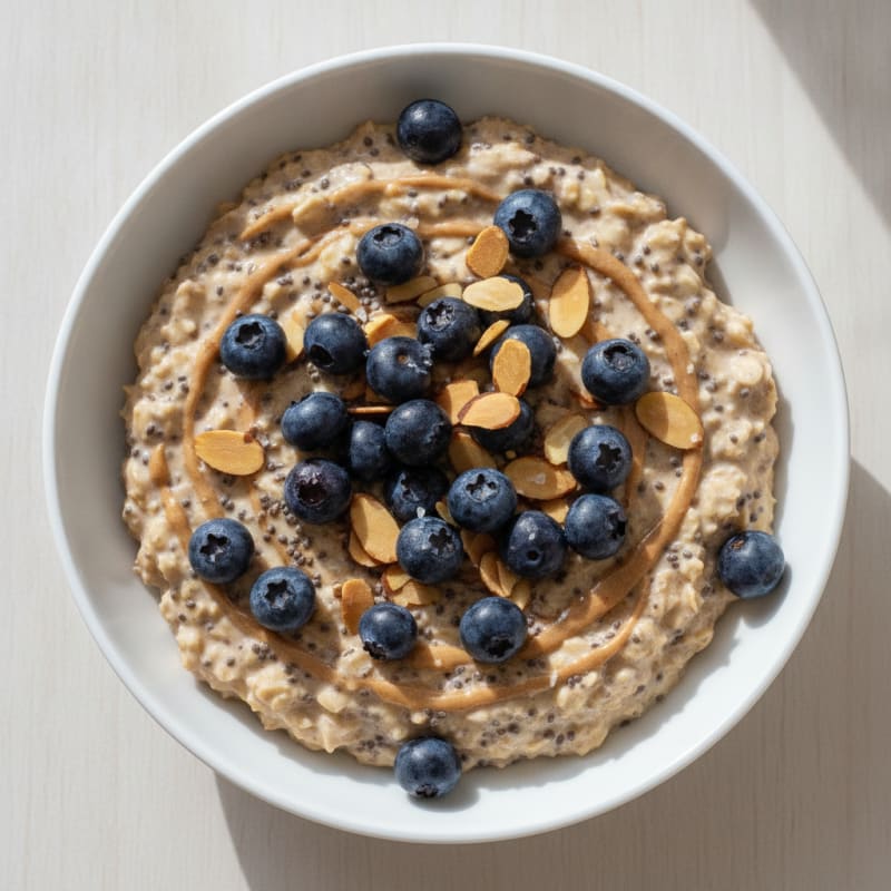 Blueberry Almond Protein Overnight Oats