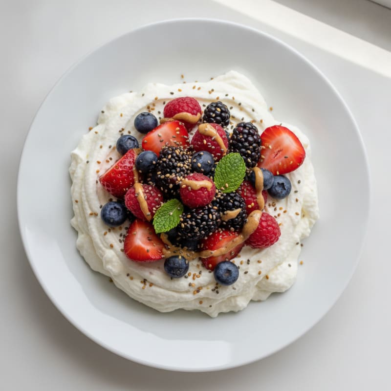 Silky Greek Yogurt Protein Mousse with Mixed Berries