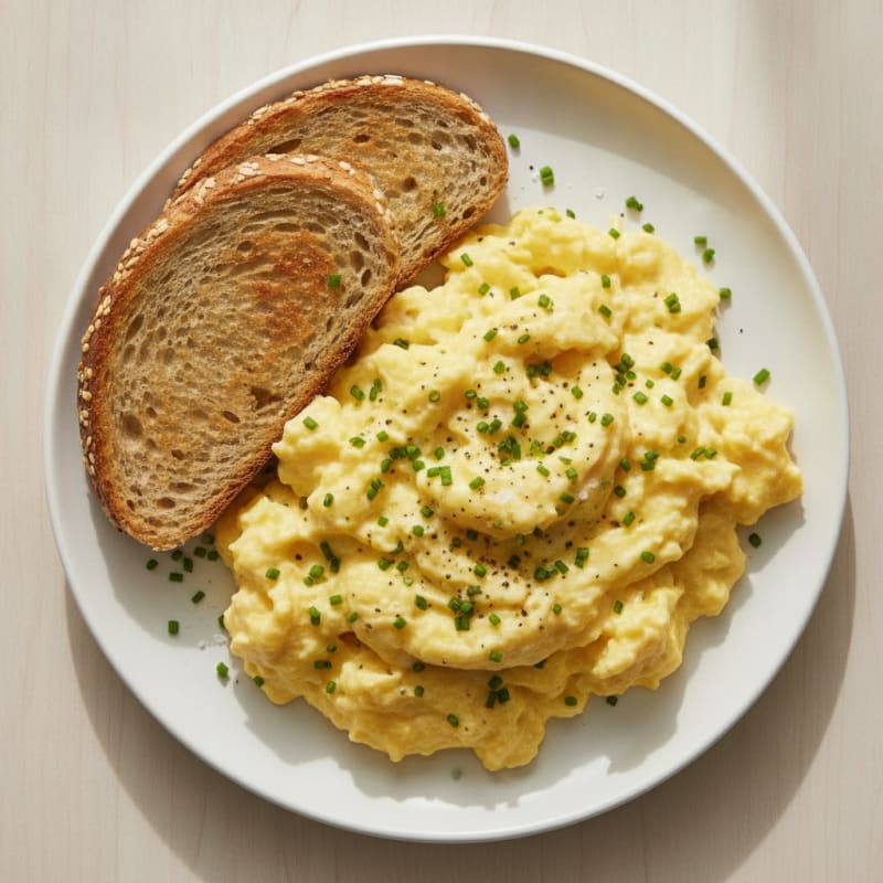Fluffy Scrambled Eggs with Chives