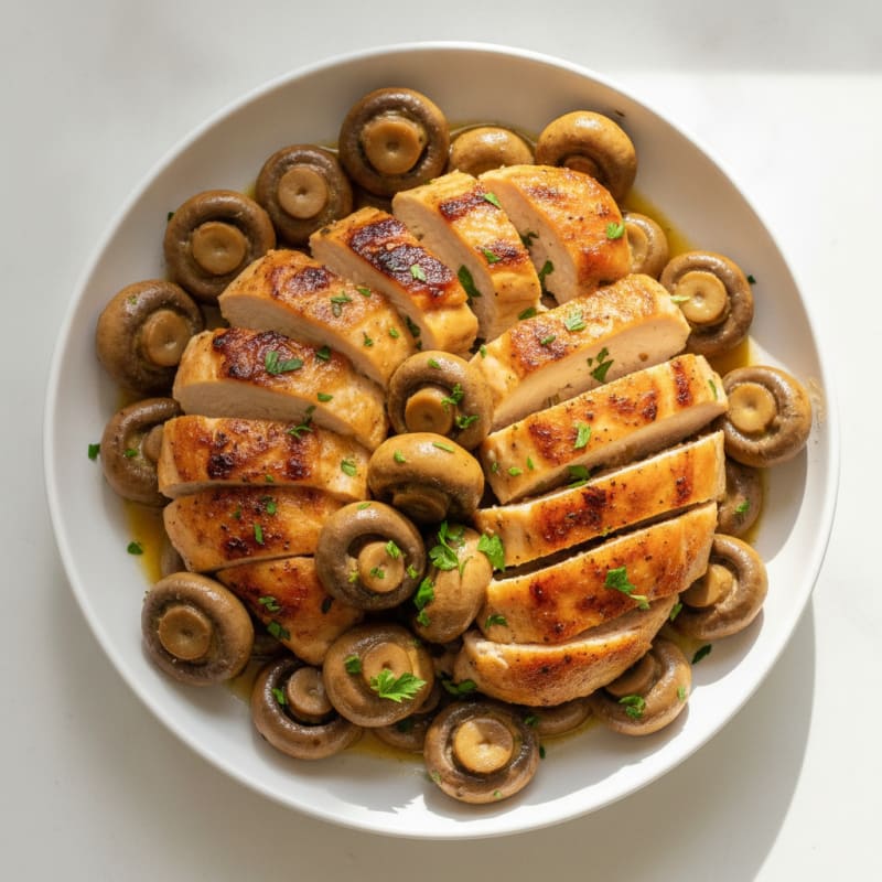Roasted Garlic Butter Mushrooms with Chicken