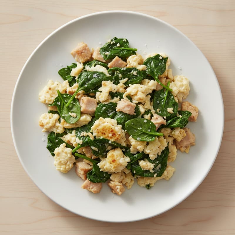 Egg White Spinach Scramble with Turkey Breast