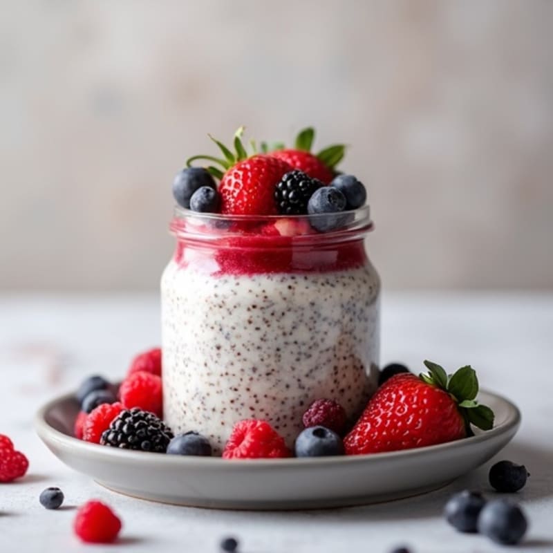Overnight Creamy Chia Seed Pudding with Fresh Berries