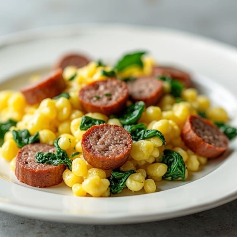 Egg White Scramble with Turkey Sausage and Spinach