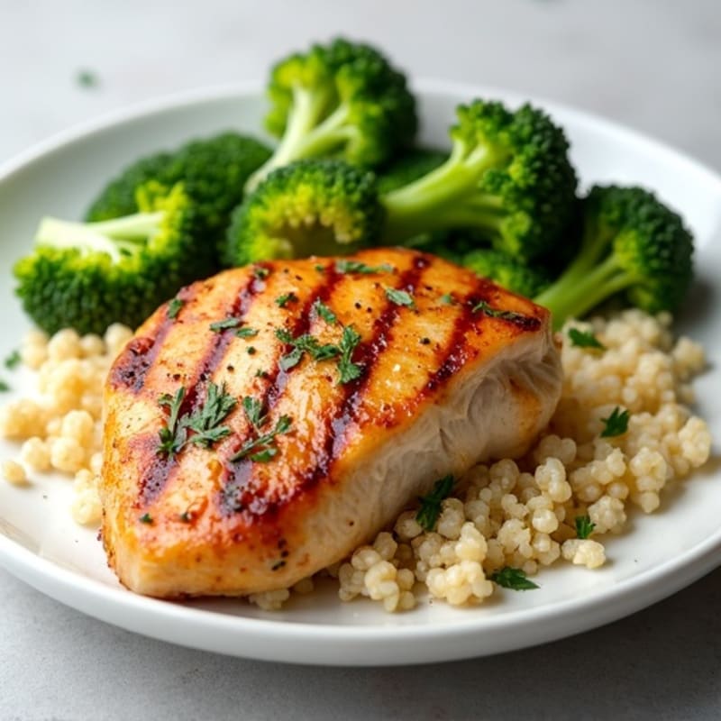 Grilled Chicken Breast with Quinoa and Steamed Broccoli