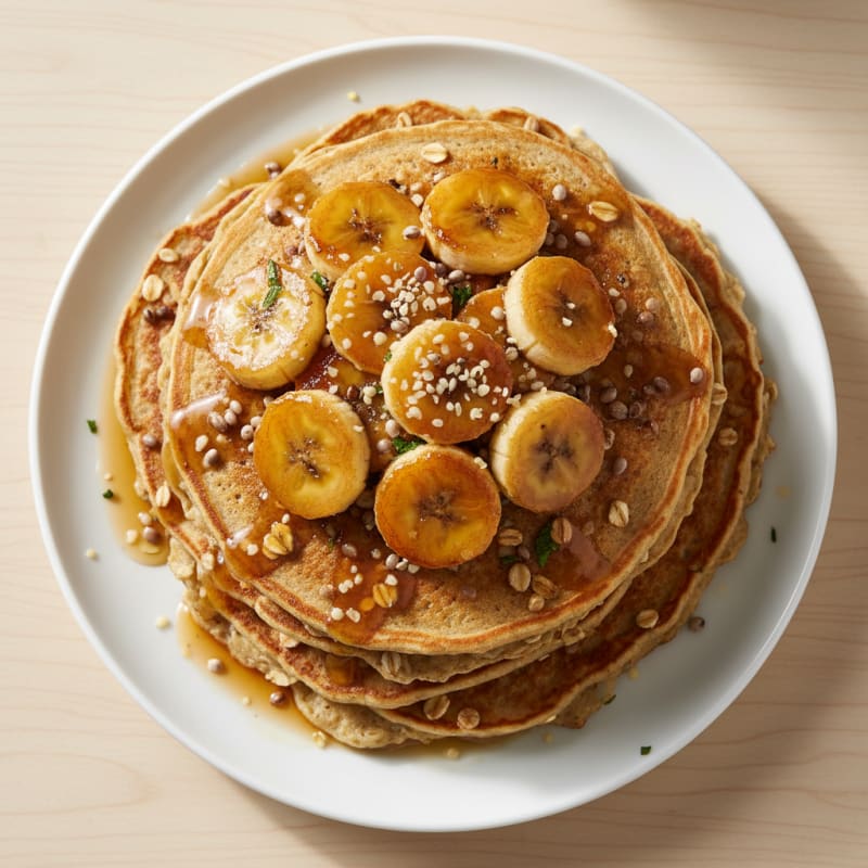 Golden Caramelized Banana Pancakes