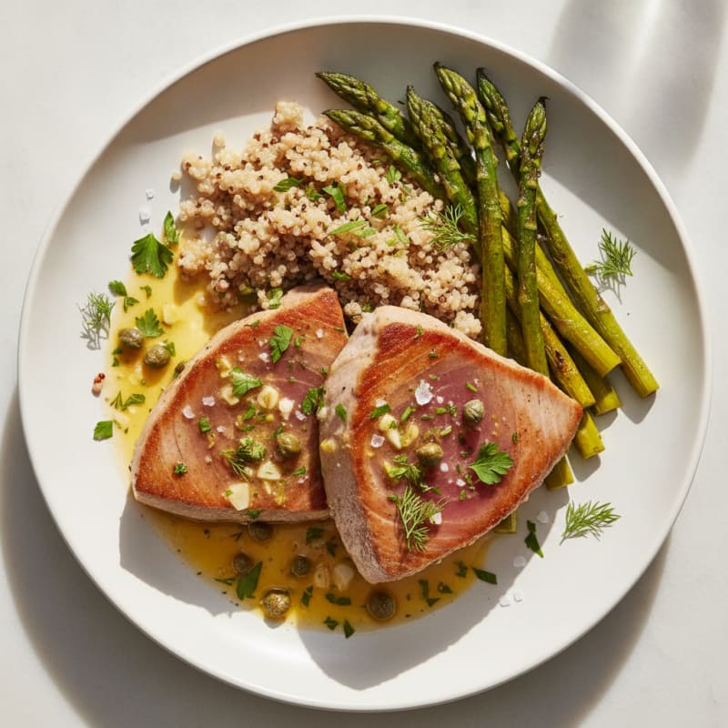 Seared Tuna with Lemon-Herb Sauce