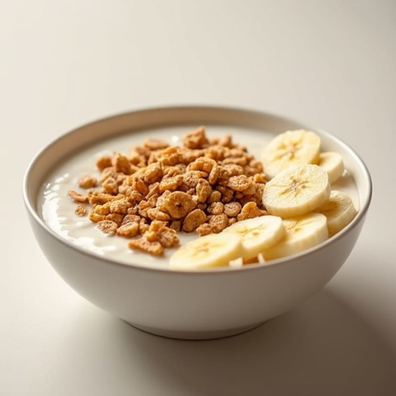 Greek Yogurt Protein Cereal Bowl with Sliced Banana