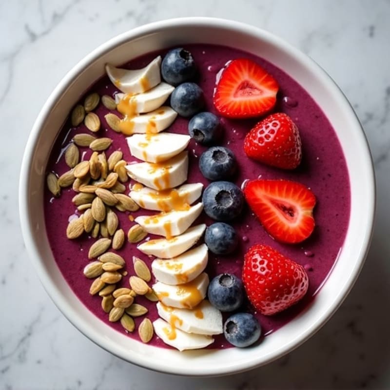 Silken Tofu Protein Smoothie Bowl with Pumpkin Seeds and Berries