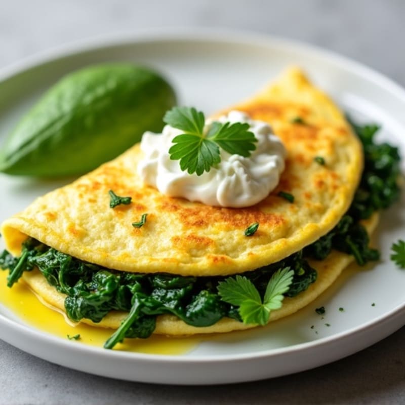 Egg White Spinach Omelette with Cottage Cheese