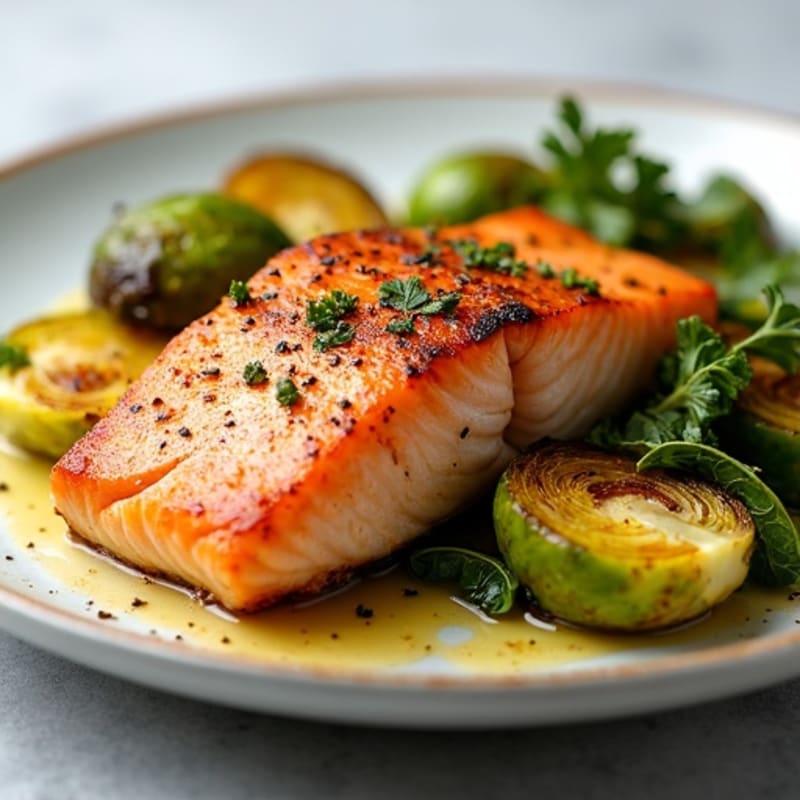 Roasted Salmon with Crispy Brussels Sprouts