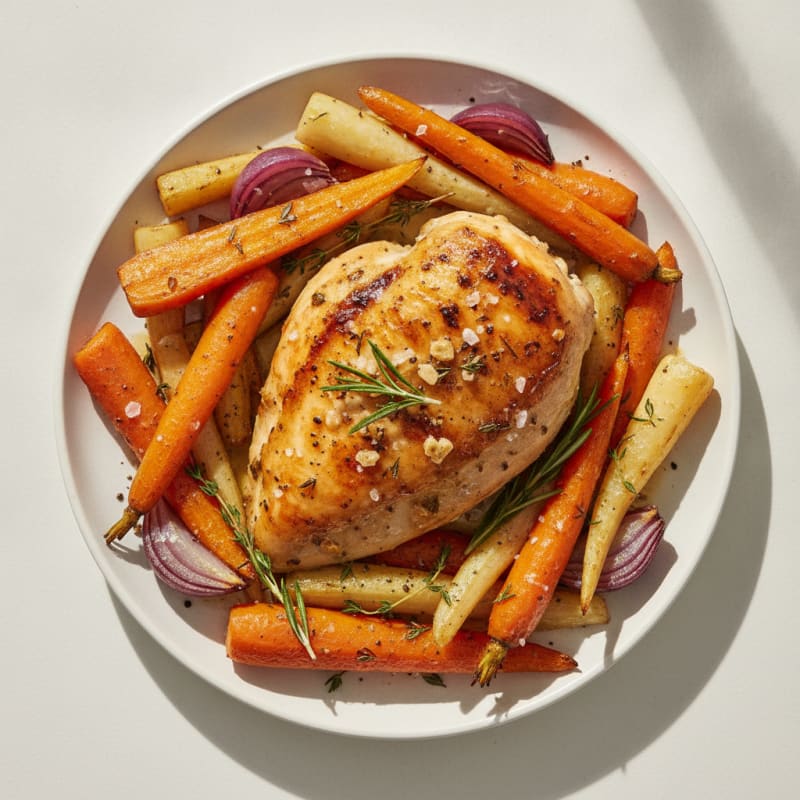 Garlic Herb Roasted Chicken with Root Vegetables