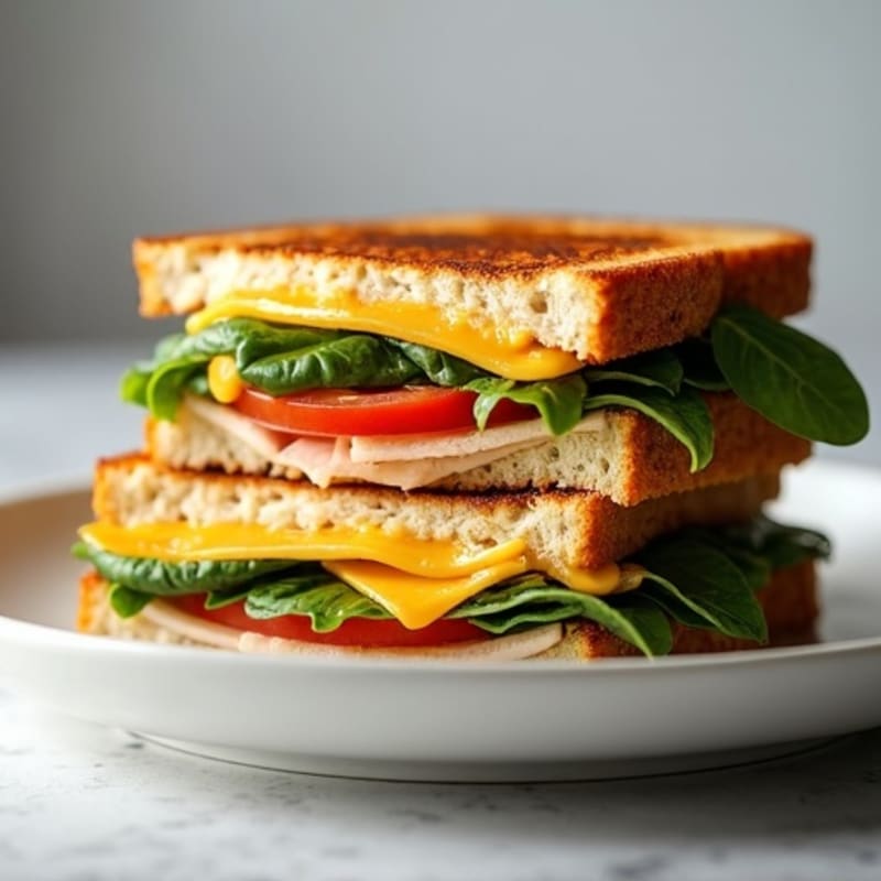 Healthy Triple-Decker Grilled Cheese with Fresh Veggies
