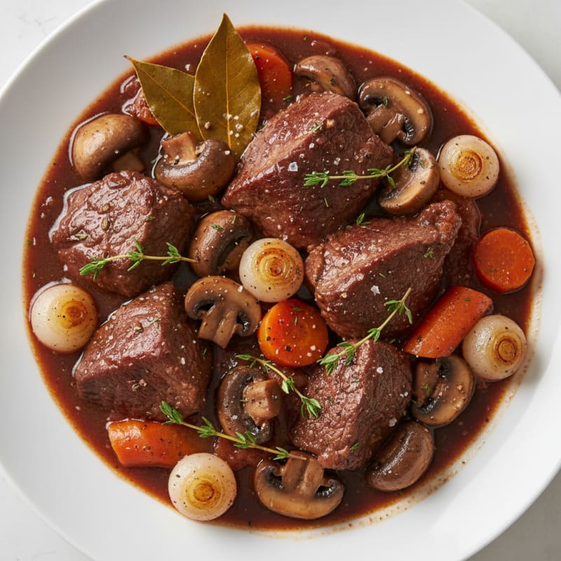 Classic Beef Bourguignon with Pearl Onions