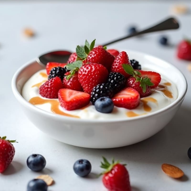 Silky Greek Yogurt Protein Pudding with Mixed Berries