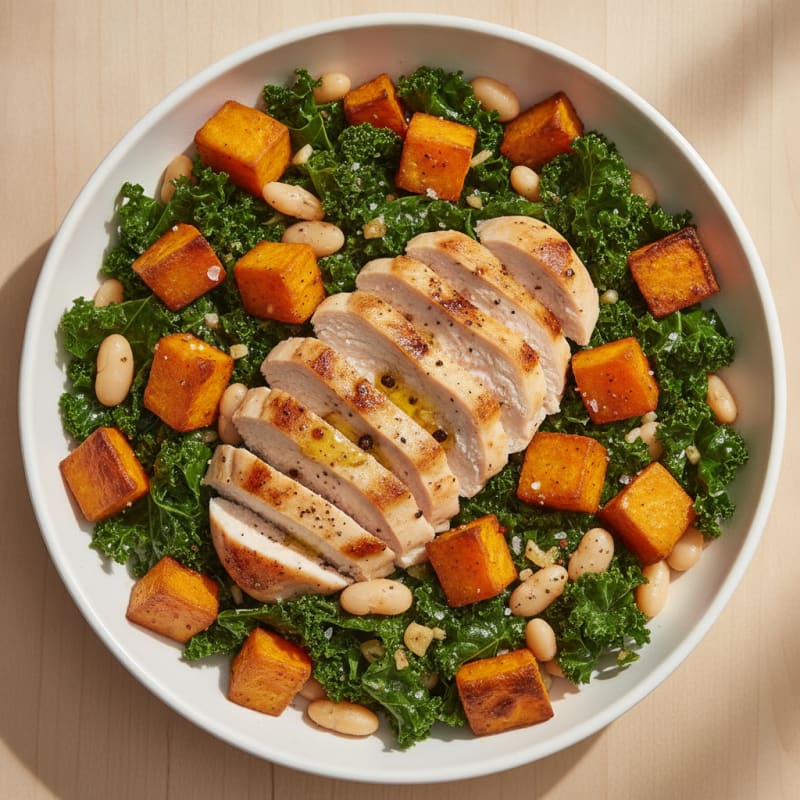 Roasted Sweet Potato and Kale Bowl