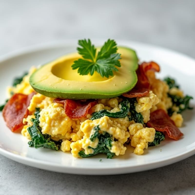 Egg White Scramble with Spinach and Turkey Bacon
